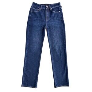 Quince Mid Rise Straight Leg Jeans Womens 27 Dark Wash Stretch Denim